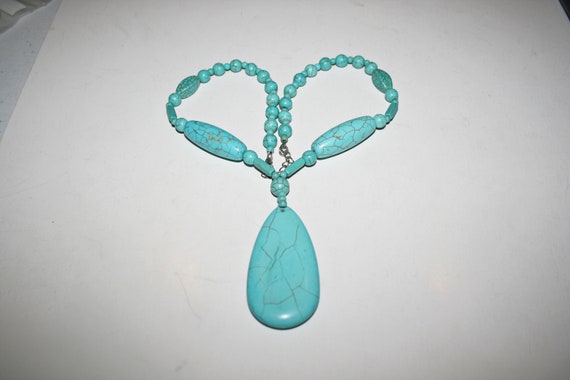 Vintage Turquoise Blue Howlite Necklace - image 1