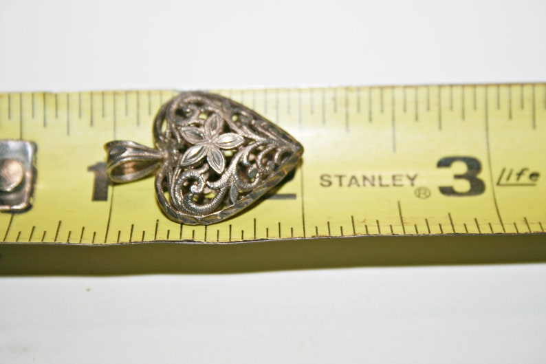 Vintage Sterling Silver Filigree Heart Pendant