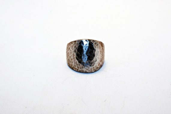 Size 7 - Wide Sterling Silver Hammered Ring - image 1