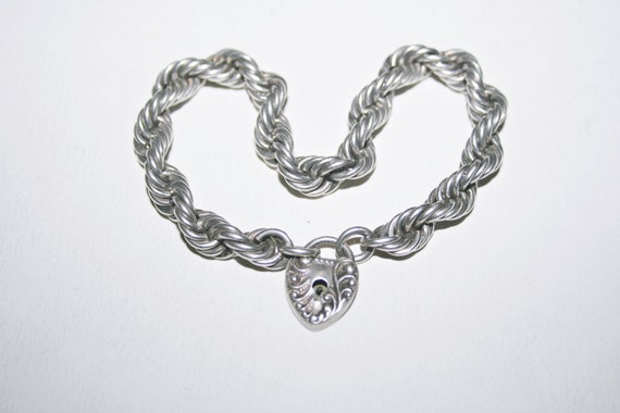 Antique Ornate Sterling Silver Padlock Bracelet - image 10