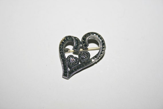 Vintage Sterling Silver Marcasite Brooch - image 5