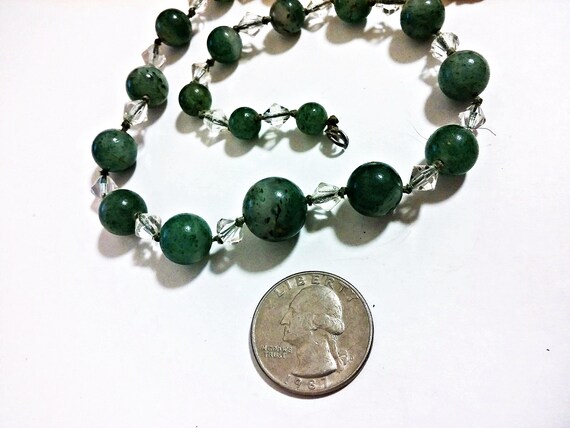 16" Antique Jade and Rock Crystal Necklace Art De… - image 7