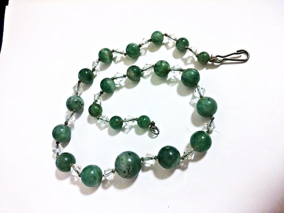 16" Antique Jade and Rock Crystal Necklace Art De… - image 10