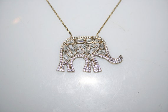 Vintage Sterling Silver Vermeil Elephant Pendant … - image 1