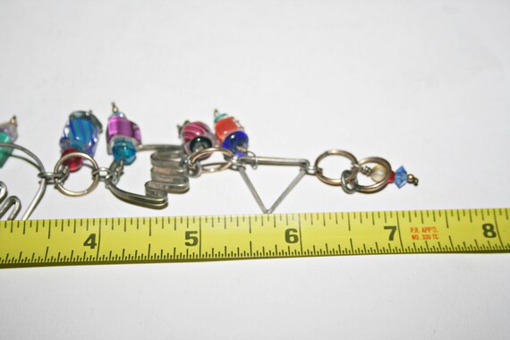 Vintage Sterling Silver Rainbow Lampwork Glass Br… - image 2