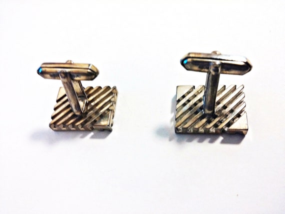 Midcentury Art Deco Silverplated Cufflinks - Vint… - image 8