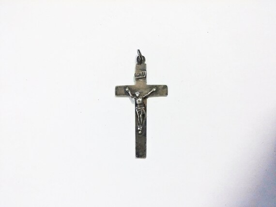 Antique French 800 Silver Crucifix - image 5