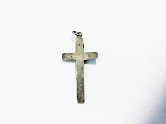 Antique French 800 Silver Crucifix - image 3
