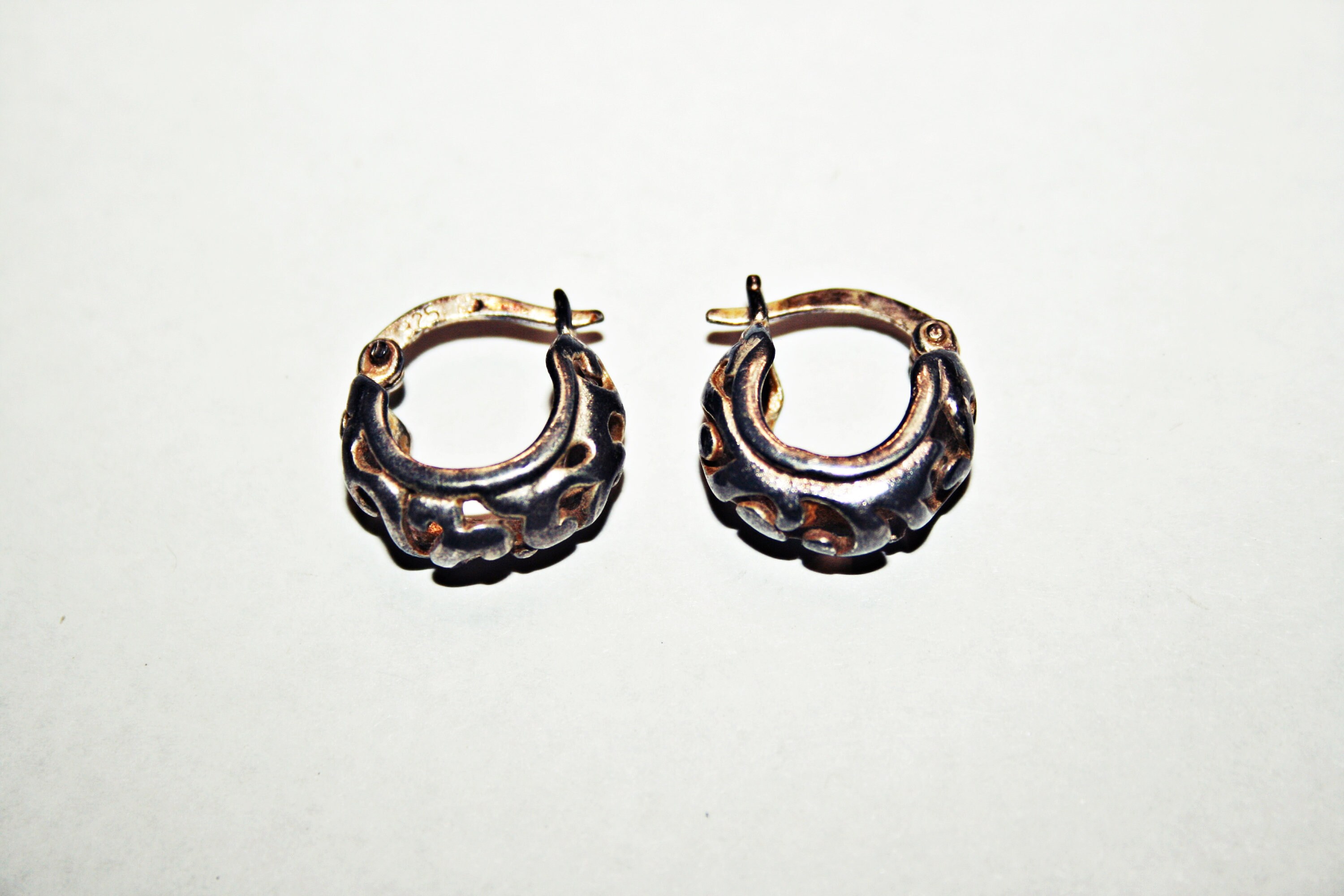その他 K Vintage Sterling Silver Pierced Hoop Earrings - Etsy