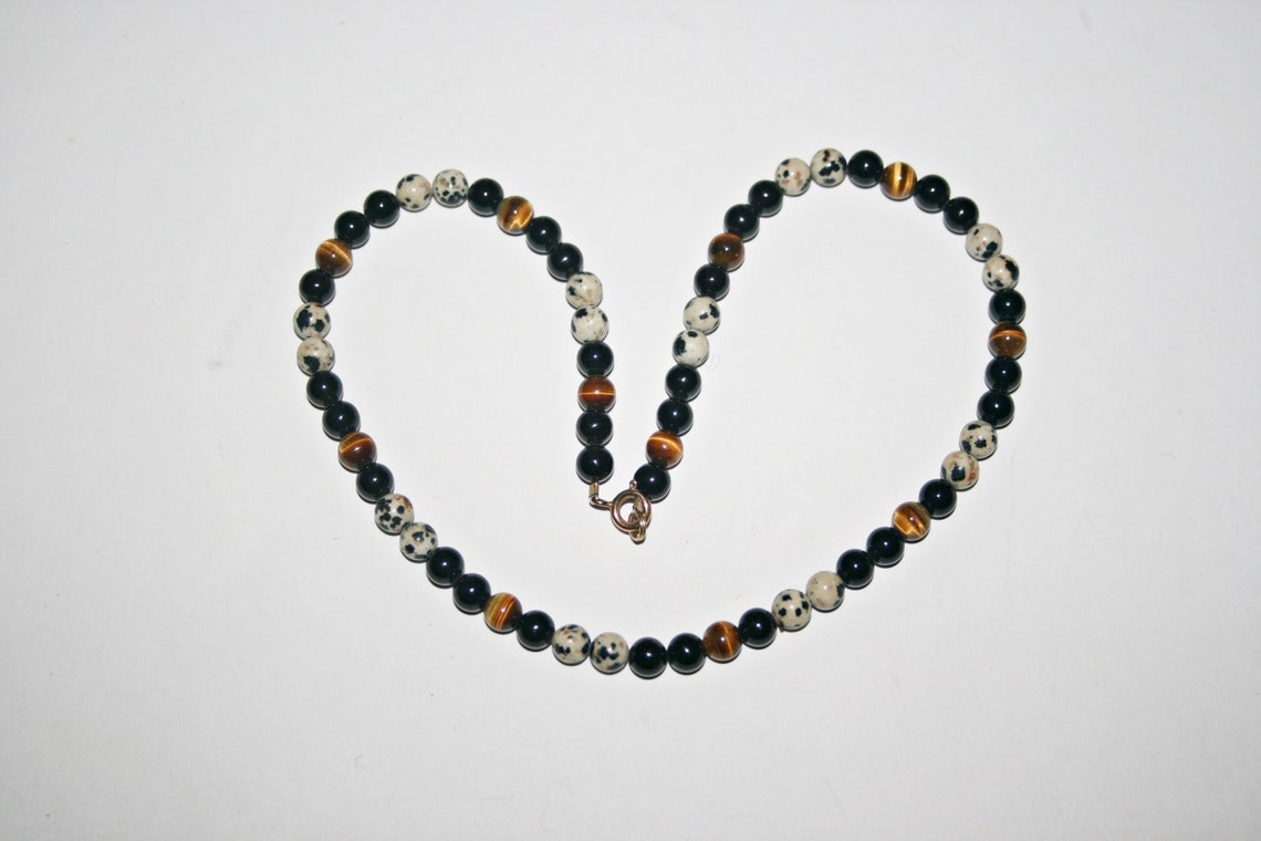 Vintage Tiger's Eye Onyx and Leopard Jasper Beaded image 1