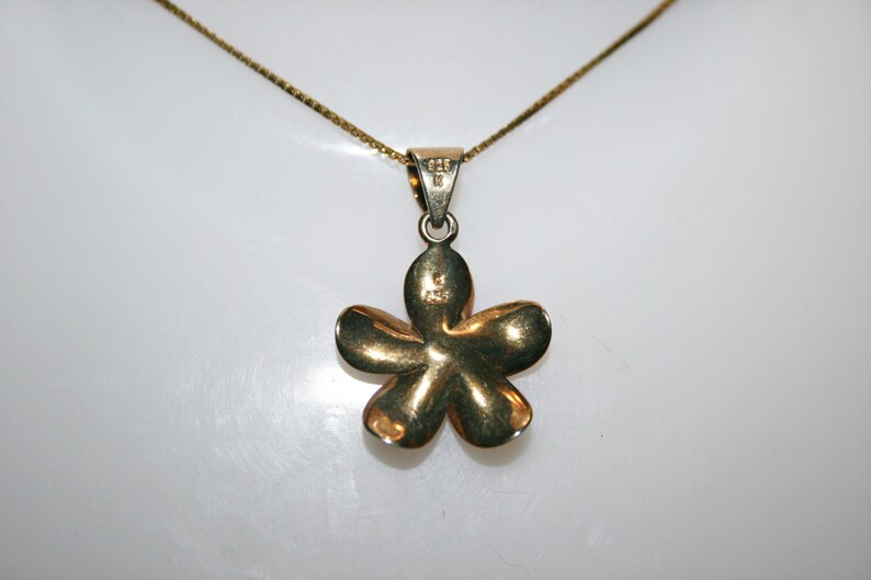Vintage Vermeil Sterling Silver Flower Pendant on Chain