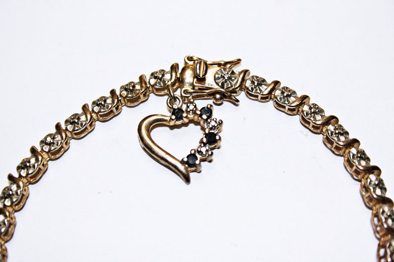 Vermeil Sterling Silver Tennis Bracelet with Heart Charm