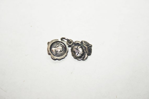 Antique French Lourdes Silver Tone Rose Slider Pe… - image 2