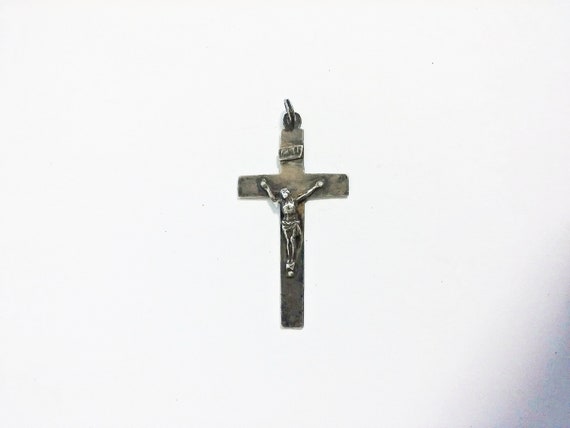 Antique French 800 Silver Crucifix - image 4