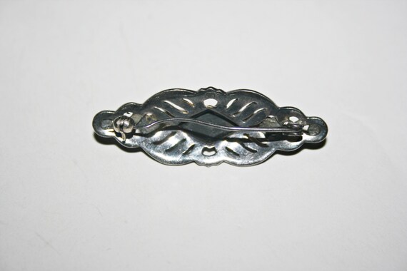 Vintage Sterling Silver Marcasite Brooch - image 3