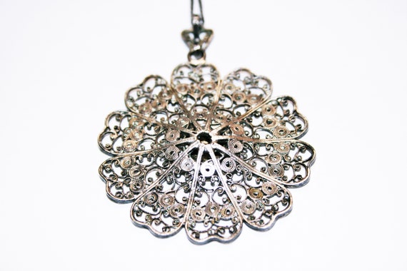 Vintage Dutch 800 Silver Cannetille Pendant on St… - image 8