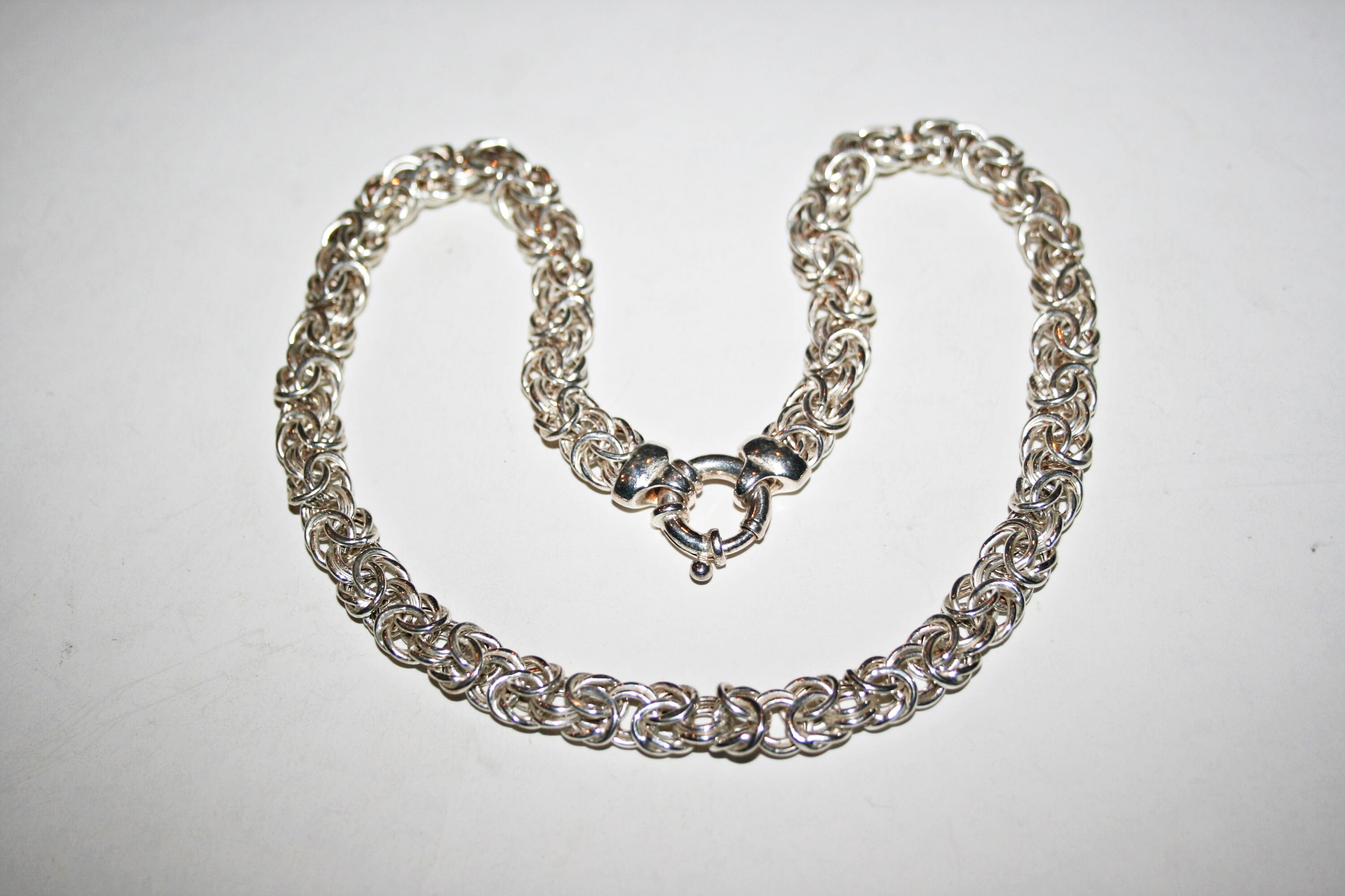 Vintage Milor Italian Sterling Silver Byzantine Chain Necklace Etsy