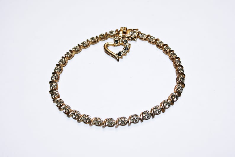Vermeil Sterling Silver Tennis Bracelet with Heart Charm
