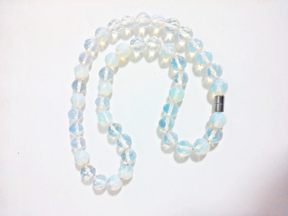 Czech Faceted Opaline Glass Necklace - image 5