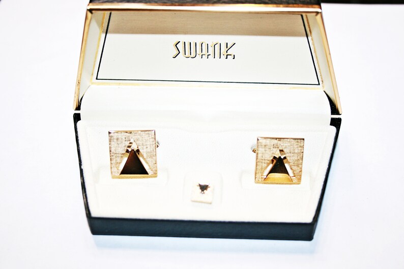 Vintage Art Deco Swank Cuff Links and Tie Tack Set