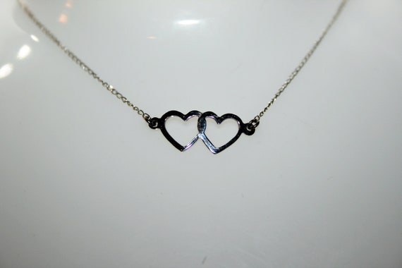 Vintage Sterling Silver Double Heart Necklace - image 5