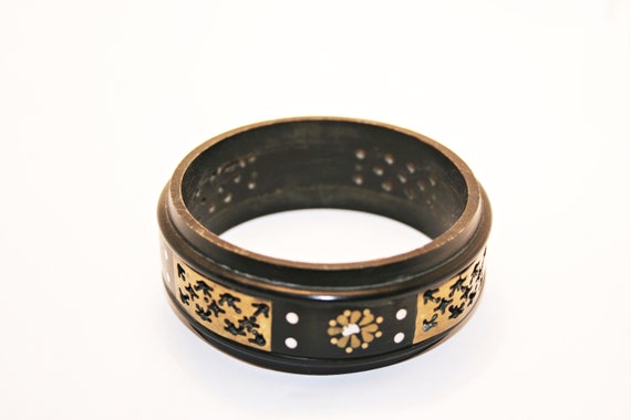 Vintage Horn Pique Bracelet with Silver and Gold … - image 7