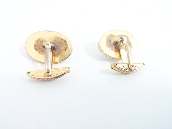 Vintage Lucite and Faux Damascene Cufflinks - Mid… - image 5