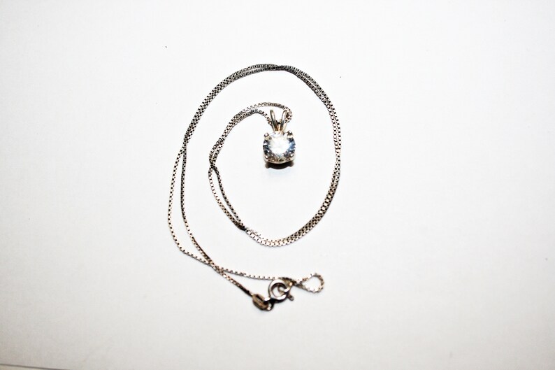 Vintage Sterling Silver and Cubic Zirconia Pendant Necklace