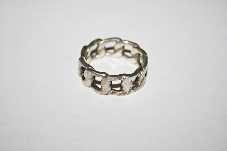 Size 10 Vintage Sterling Silver Chain Ring