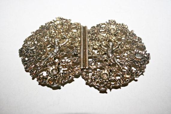 Antique Victorian Large Silver Tone Sash Buckle - image 5