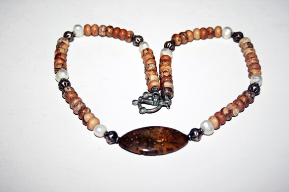 Vintage Brown Stone Necklace - image 1