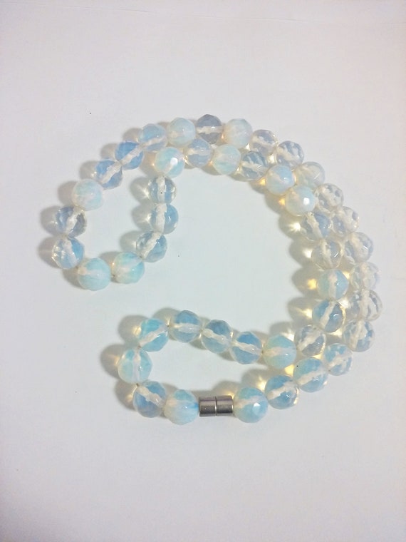 Czech Faceted Opaline Glass Necklace - image 7