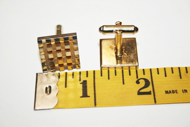 Vintage Gold Tone Checkered Cuff Links
