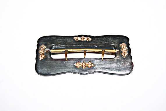 Antique Victorian Carved Horn Sash Buckle - image 2