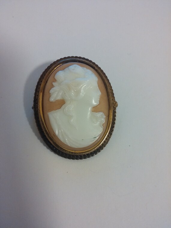 Art Deco Czech Glass Psyche Cameo Brooch - image 2