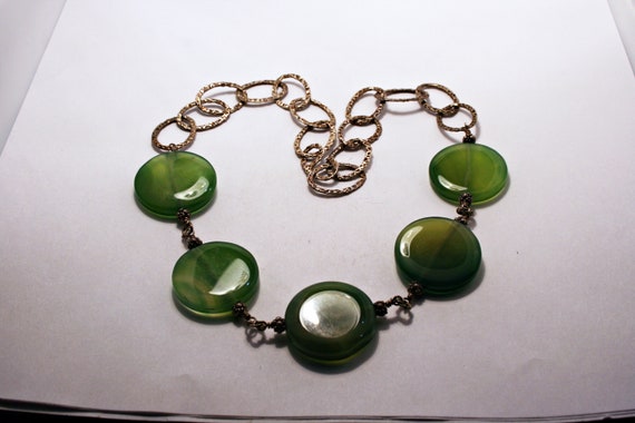 Vintage Sterling Silver and Green Chalcedony Neck… - image 8