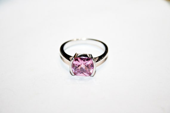 Size 8 - Vintage Pink Crystal and Sterling Silver… - image 3