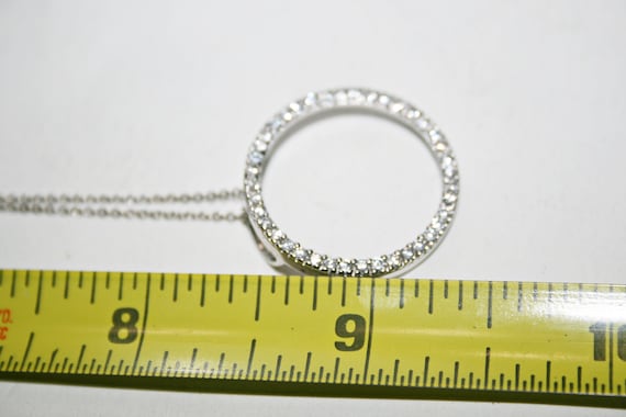 Vintage Sterling Silver White Crystal Ring Pendan… - image 2