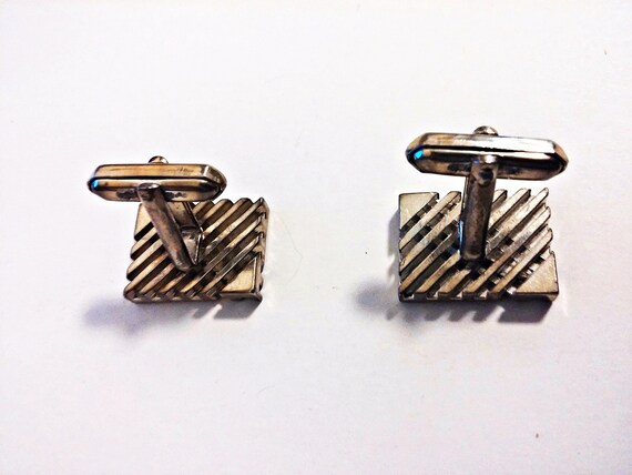 Midcentury Art Deco Silverplated Cufflinks - Vint… - image 7