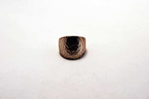 Size 7 - Wide Sterling Silver Hammered Ring - image 3