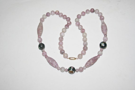 Vintage Lavender Jade and Cloisonne Necklace - image 7