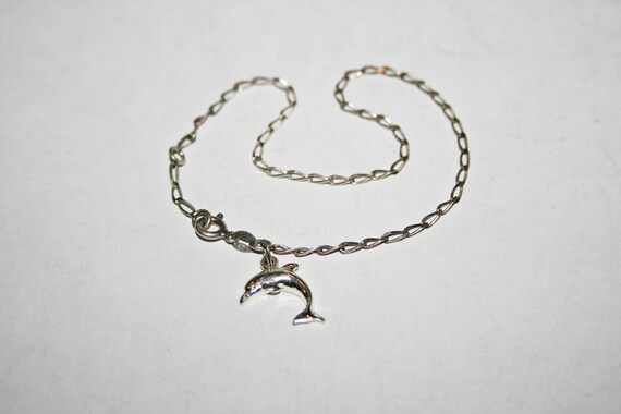 Vintage Sterling Silver Chain Bracelet with Dolph… - image 2