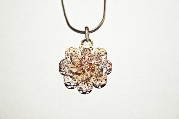 Vintage 800 Silver Cannetille Pendant on Sterling… - image 1