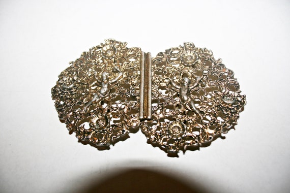 Antique Victorian Large Silver Tone Sash Buckle - image 6