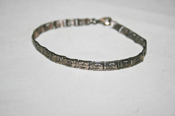 Vintage Sterling Silver Greek Key Chain Bracelet - image 5