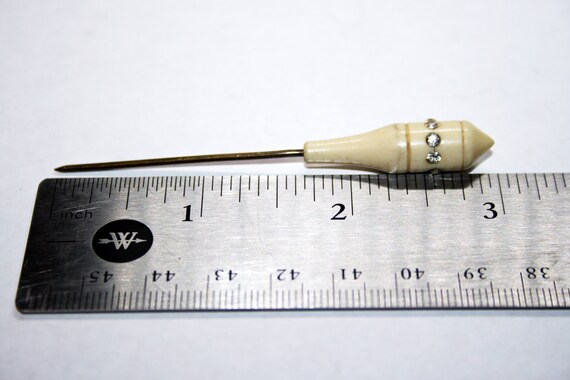 c1920s Antique Ivoine Celluloid Stick Pin Inlaid … - image 3