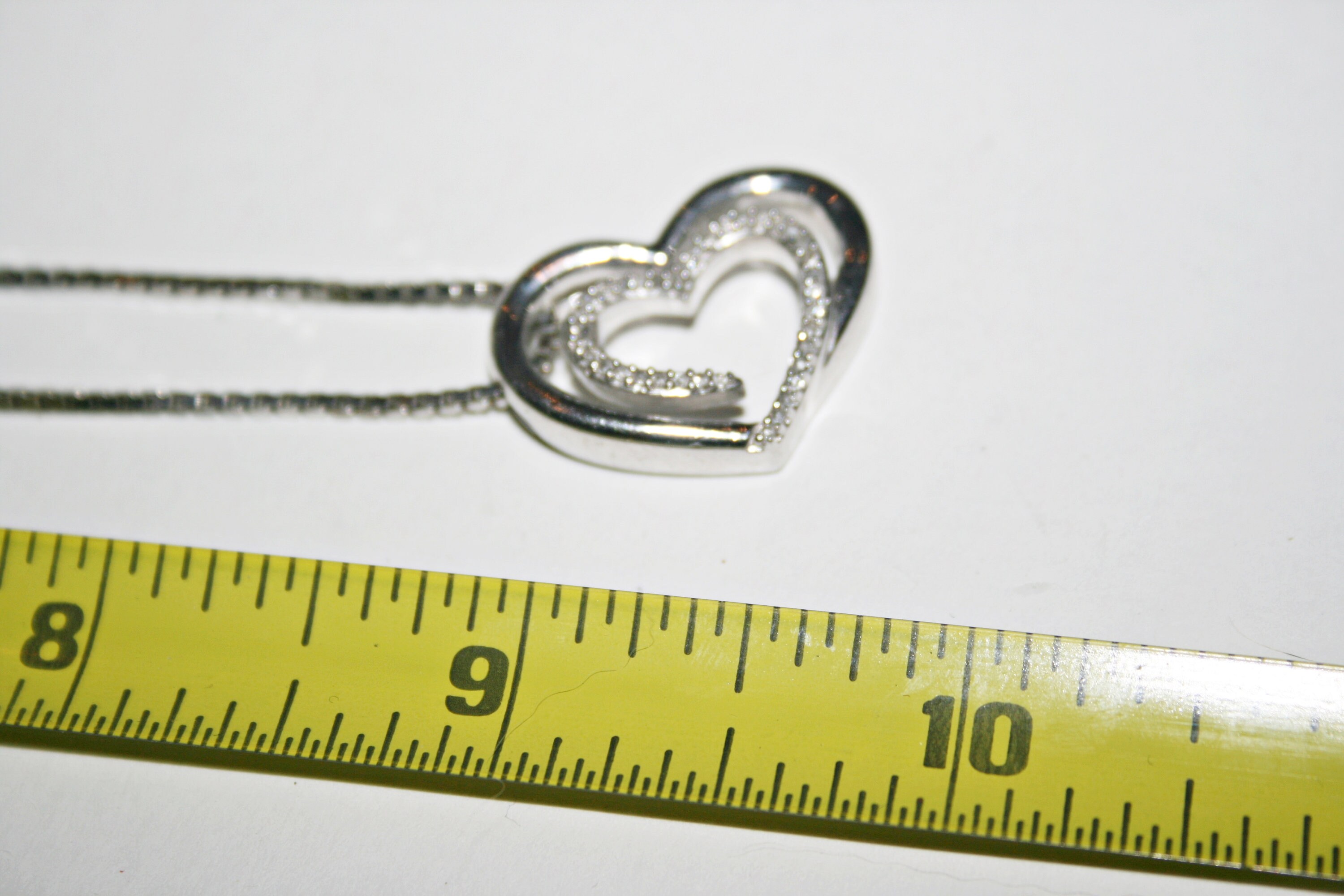 Vintage Sterling Silver Clear Gemstone Heart Pendant