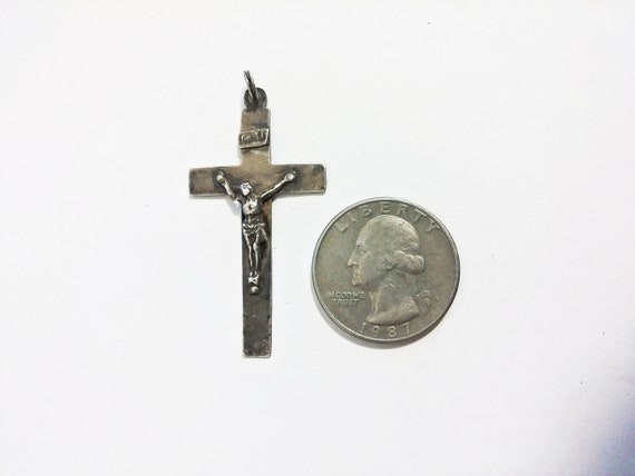 Antique French 800 Silver Crucifix - image 2