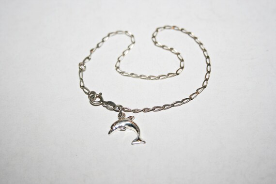 Vintage Sterling Silver Chain Bracelet with Dolph… - image 1