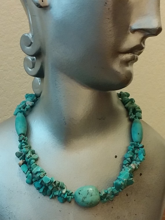 Vintage Southwestern Turquoise Howlite Necklace - image 3